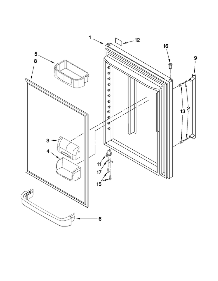 Refrigerator Door Parts Diagram and Parts List for JBL2088WEM1  Jenn-Air Refrigerator