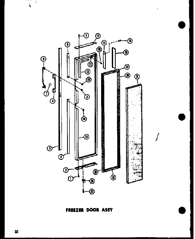 Freezer Door Assy Diagram and Parts List for SRN22N-C-P60230-17WC  Amana Refrigerator