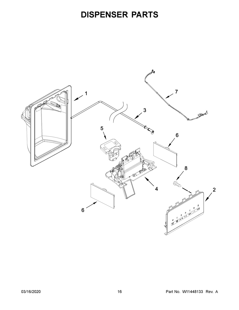 Dispenser Parts Diagram and Parts List for ASI2175GRB03  Maytag Refrigerator