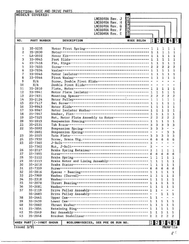 Base And Drive Parts Page 4 Diagram and Parts List for 6640A  Norge Washer