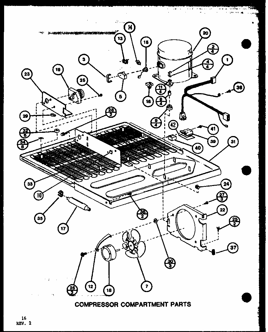 Compressor Compartment Parts (tl18k/p7803221w) (tl18k/p7803222w) (tli18k/p7803223w) (tli18k/p7803224w) (tli18k/p7803245w) (tli18k/p7803246w) Diagram and Parts List for TLI20K-P7803249W  Amana Refrigerator