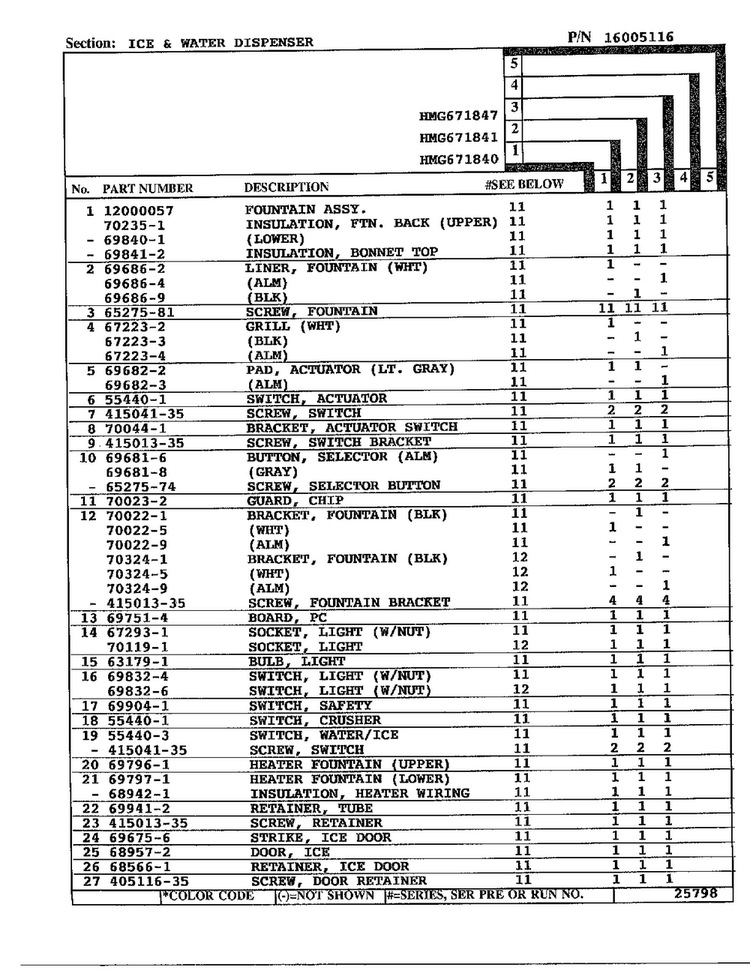 Ice And Water Dispenser Page 2 Diagram and Parts List for 671840  Admiral Refrigerator