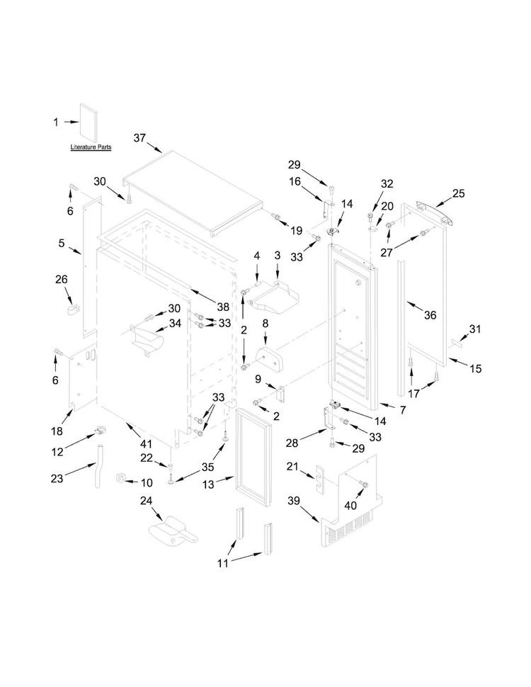 Cabinet, Door And Liner Parts Diagram and Parts List for JIM158XYRS1  Jenn-Air Ice Maker