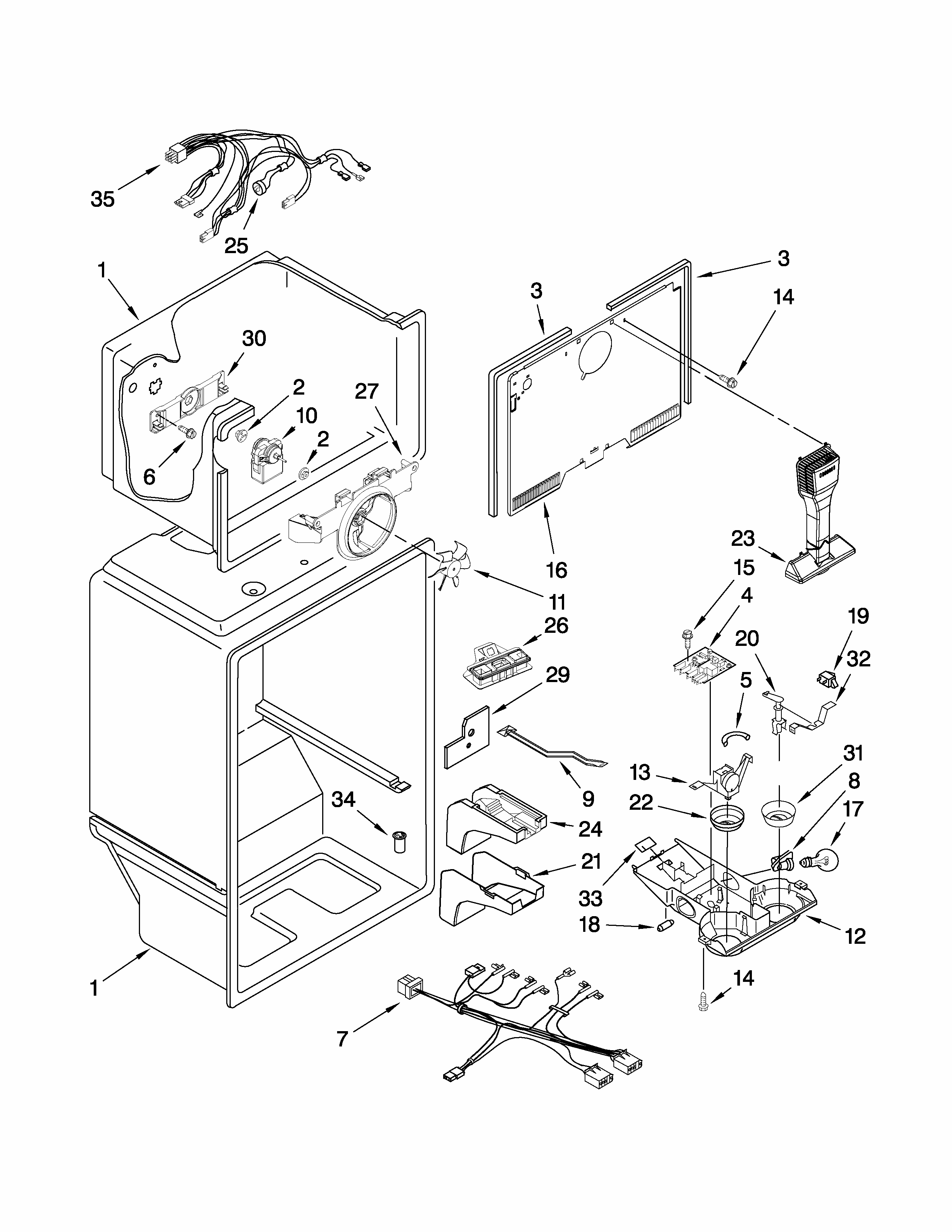 Liner Parts Diagram and Parts List for M1TXEMMWW03  Maytag Refrigerator