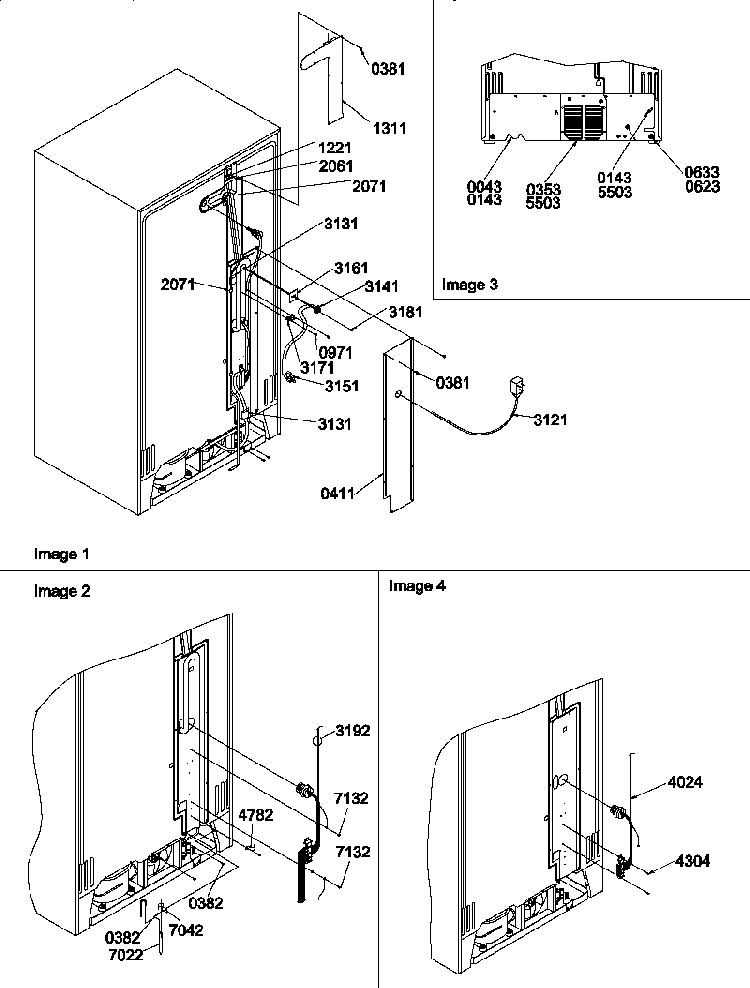Cabinet Back Diagram and Parts List for SX322S2W-P1307302WW  Amana Refrigerator