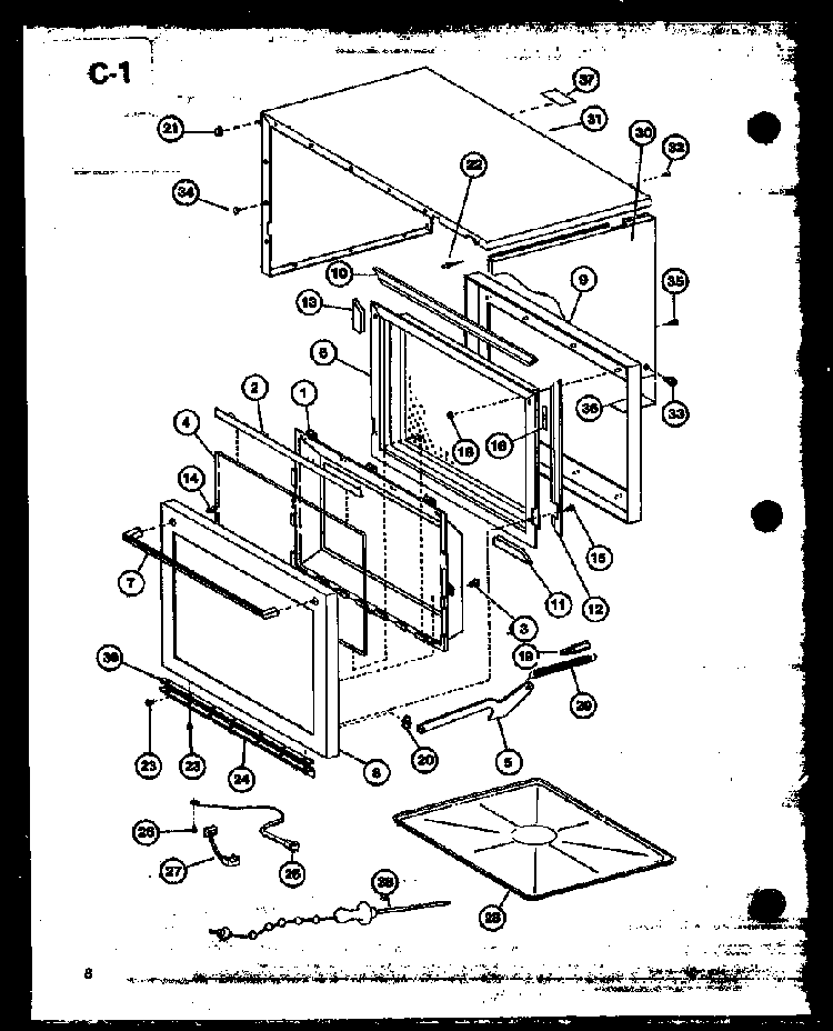 Door Diagram and Parts List for RL6-10ET P76383-1M Amana Microwave