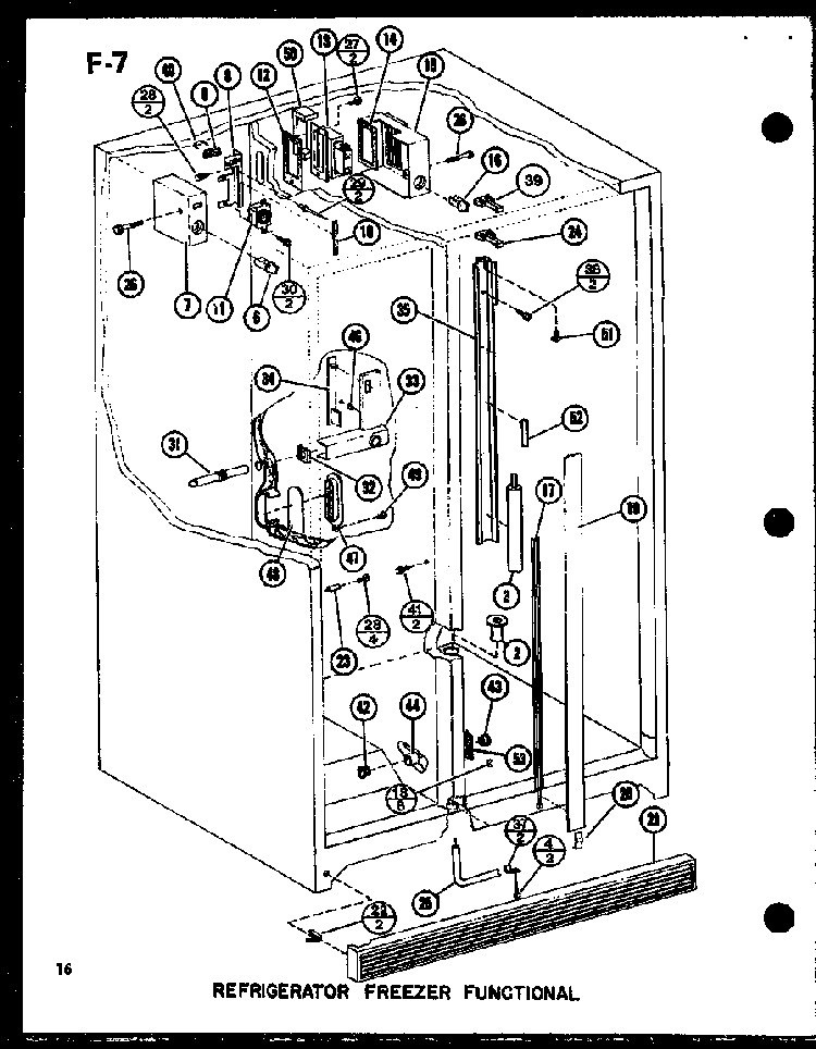 Refrigerator Freezer Functional Diagram and Parts List for SLDI25F-A-P76421-1WA  Amana Refrigerator