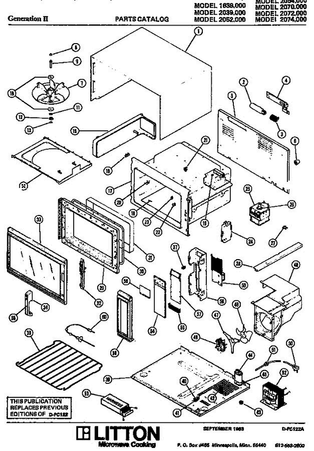 01 - Page 1 Diagram and Parts List for 2074000  Litton Microwave