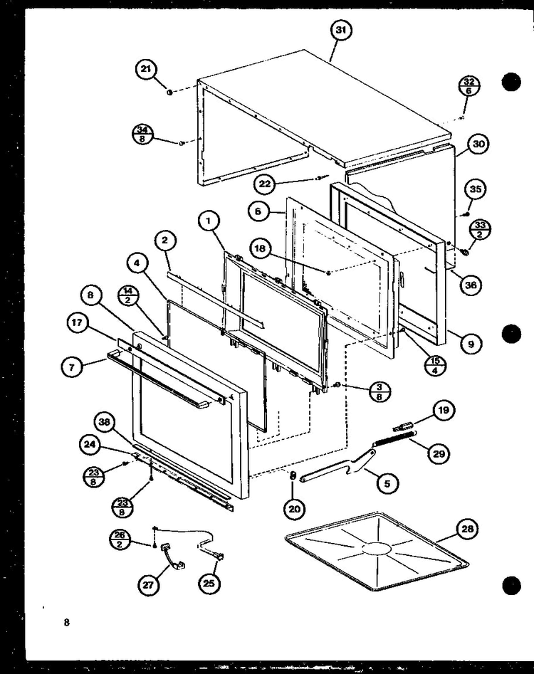 Cabinet Parts Diagram and Parts List for RS-7A P75589-8M Amana Microwave