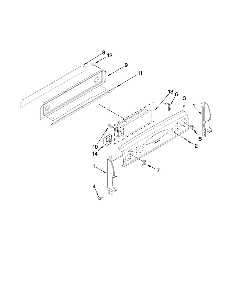 Control Panel Parts Diagram and Parts List for MER6875BAS18  Maytag Range