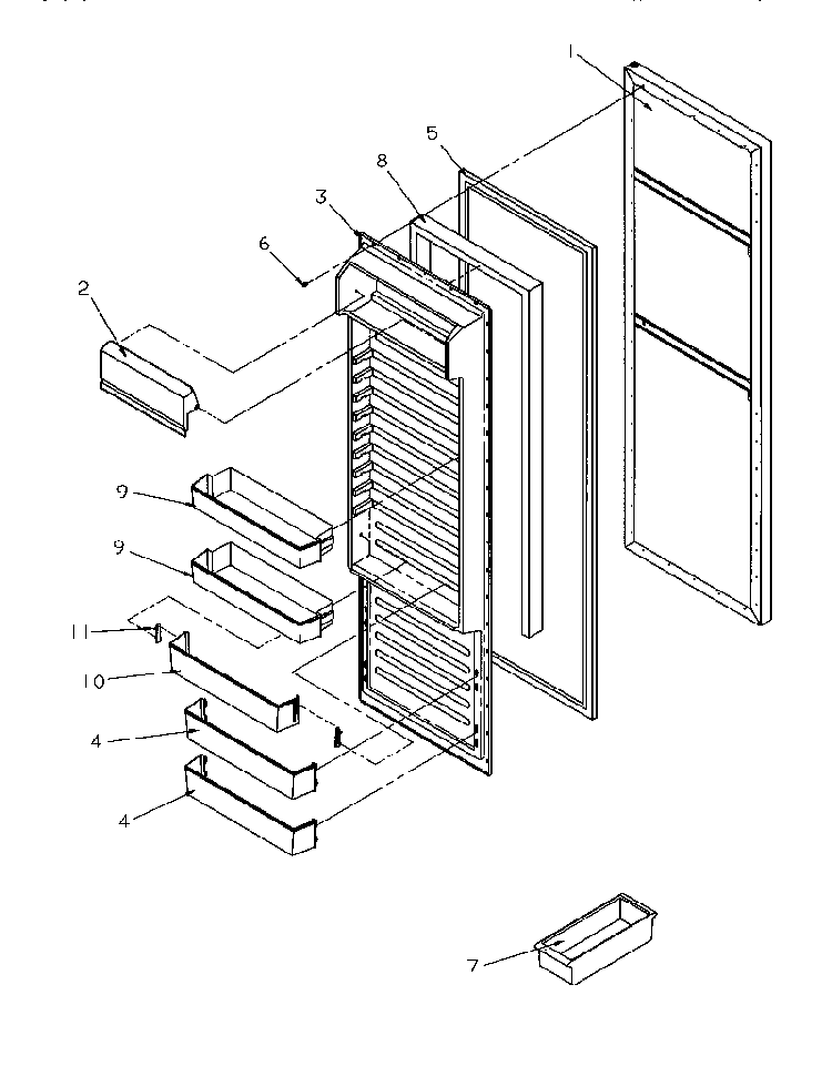 Refrigerator Door Diagram and Parts List for SG521SBL-P1197001WL  Amana Refrigerator
