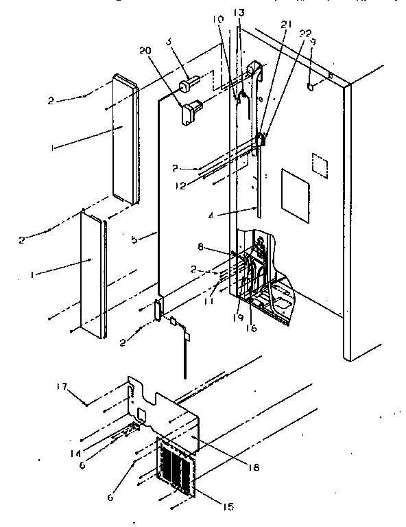 Cabinet Back Diagram and Parts List for TR21S4L-P1196103WW  Amana Refrigerator
