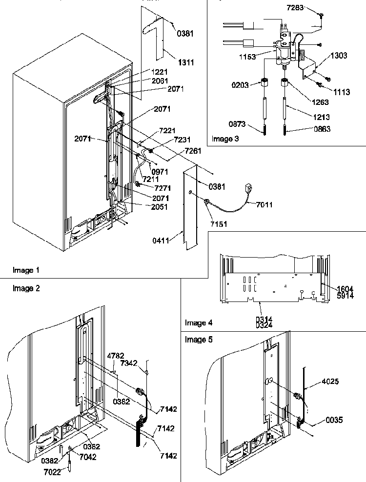 Cabinet Back Diagram and Parts List for SRD520TW-P1308801WW  Amana Refrigerator