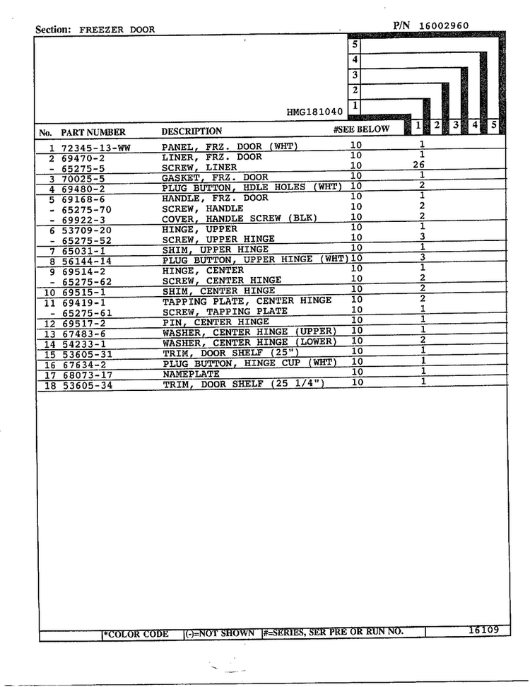 Freezer Door Page 2 Diagram and Parts List for 181040  Admiral Refrigerator