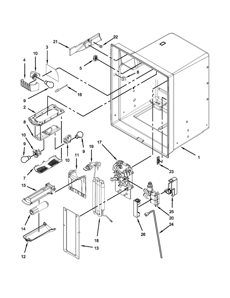 Refrigerator Liner Parts Diagram and Parts List for MFI2269VEB10  Maytag Refrigerator