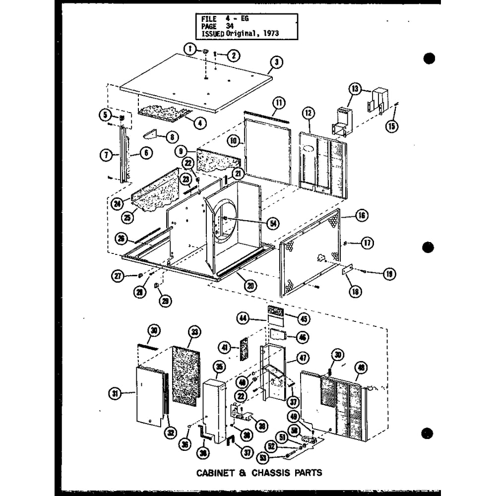 Cabinet & Chassis Parts 1 Diagram and Parts List for EG3,12-1 P54688-5C Amana Air Conditioner