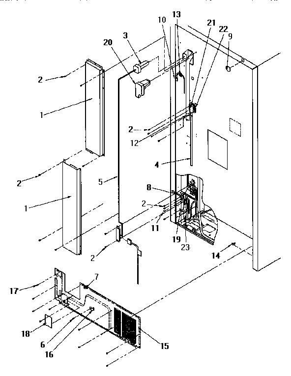 Cabinet Back Diagram and Parts List for TR22S4L-P1196202WL  Amana Refrigerator