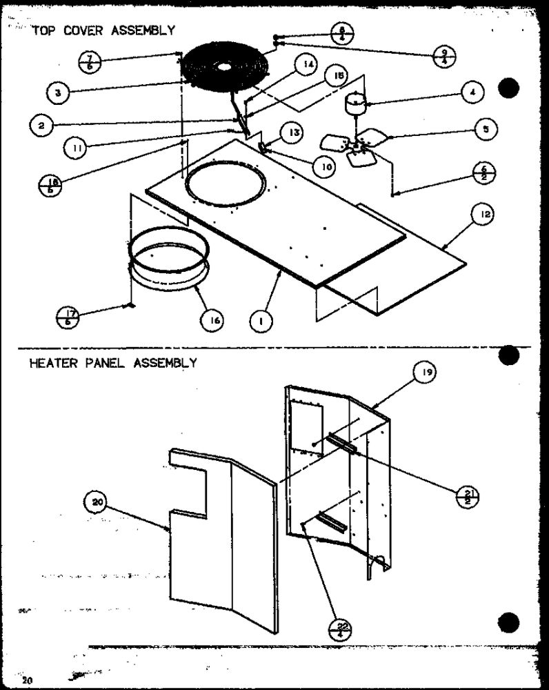 Top Cover Assembly/Heater Panel Assembly 2 Diagram and Parts List for D9836806  Amana Air Conditioner