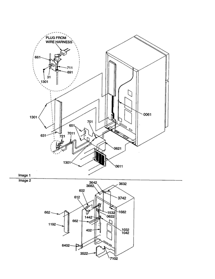 Cabinet Back Diagram and Parts List for TR18V2E-P1315705WE  Amana Refrigerator