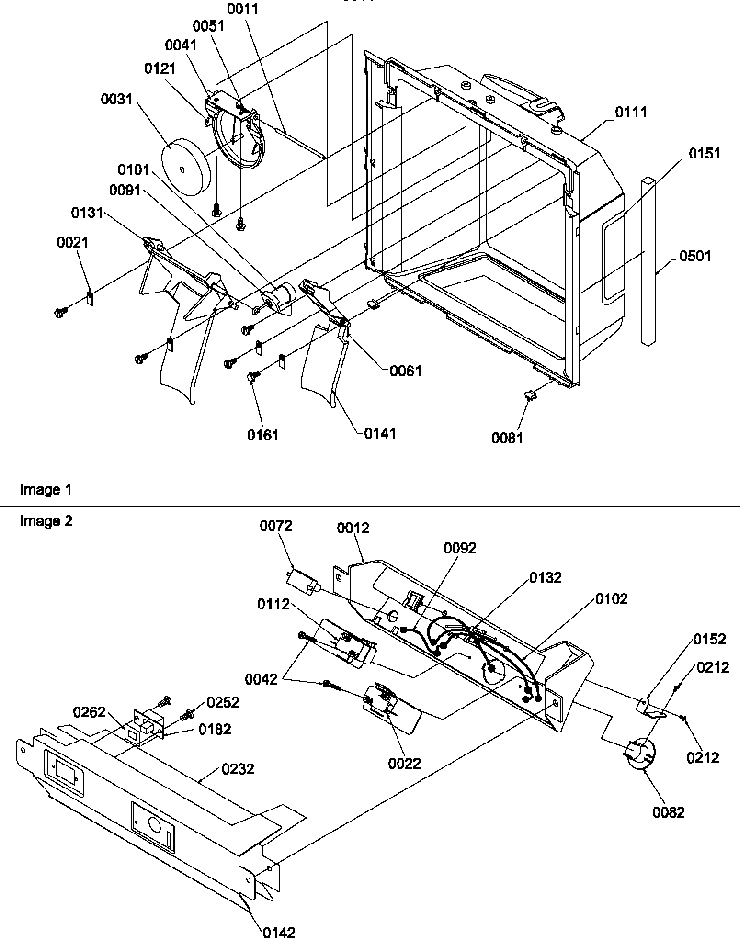 Ice/water Cavity, Electronic Bracket Assy Diagram and Parts List for SBDX520TW-P1313202WW  Amana Refrigerator