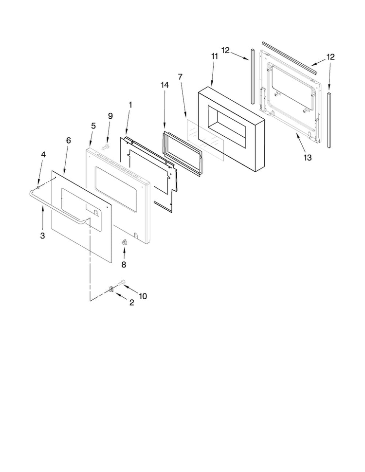 Oven Door Parts Diagram and Parts List for CWG3600AAB26  Maytag Wall Oven