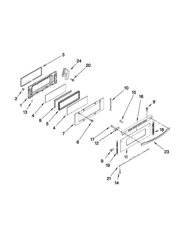Upper Door Parts Diagram and Parts List for MGR6875ADB27  Maytag Range