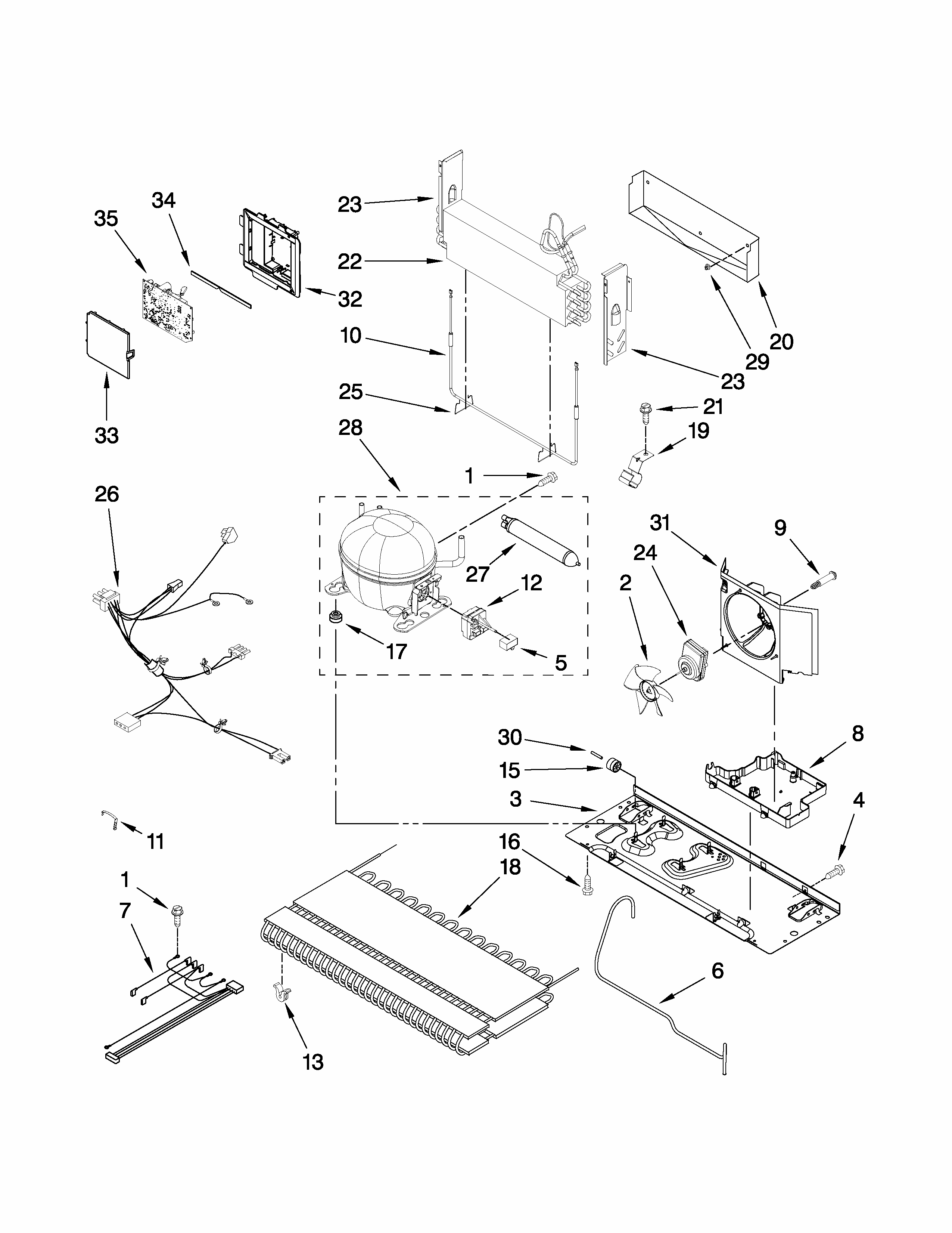 Unit Parts Diagram and Parts List for RY4951000W2  Maytag Refrigerator