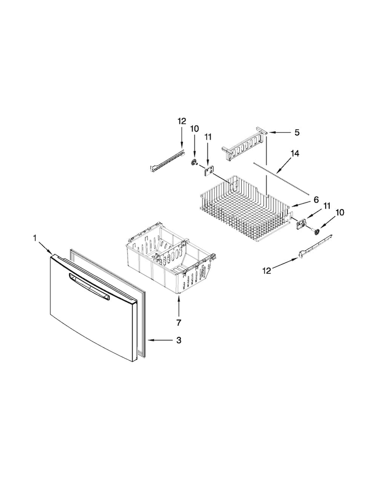 Freezer Door Parts Diagram and Parts List for MFX2570AEB0  Maytag Refrigerator