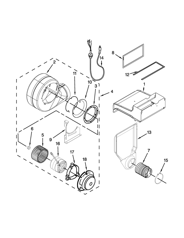Blower Unit Parts Diagram and Parts List for JGS9900CDF00  Jenn-Air Range