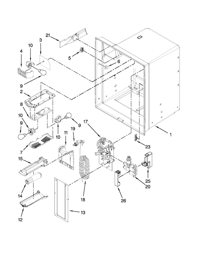 Refrigerator Liner Parts Diagram and Parts List for JFI2089WES8  Jenn-Air Refrigerator