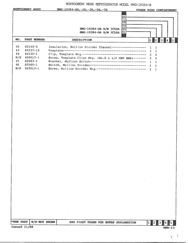 Fresh Food Compartment Page 3 Diagram and Parts List for 19384B  Admiral Refrigerator
