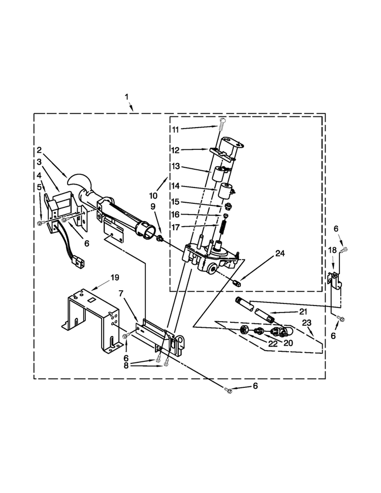 Burner Assembly Diagram and Parts List for MDG25PRAWW2  Maytag Dryer