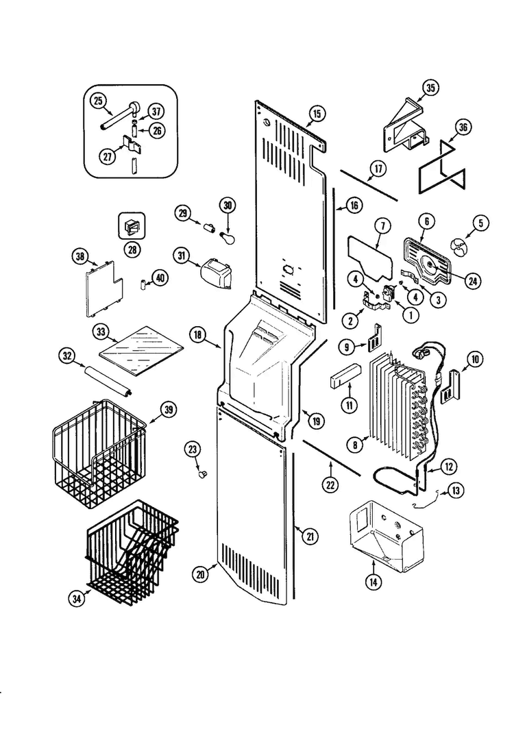 Freezer Compartment Diagram and Parts List for JCD2289AER  Jenn-Air Refrigerator