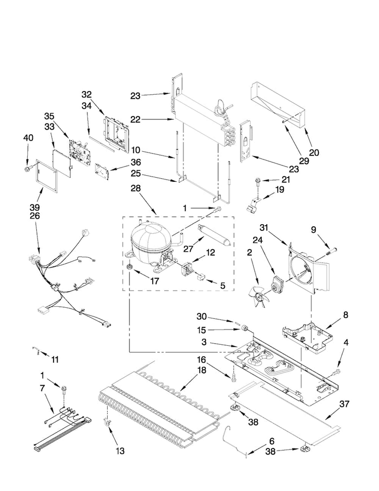 Unit Parts Diagram and Parts List for JFC2290VEP3  Jenn-Air Refrigerator