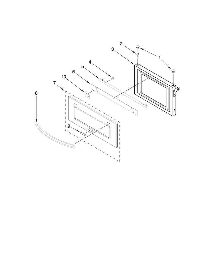 Microwave Door Parts Diagram and Parts List for JMW2427WS02  Jenn-Air Microwave