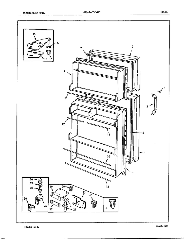 Doors Diagram and Parts List for 14050C  Admiral Refrigerator