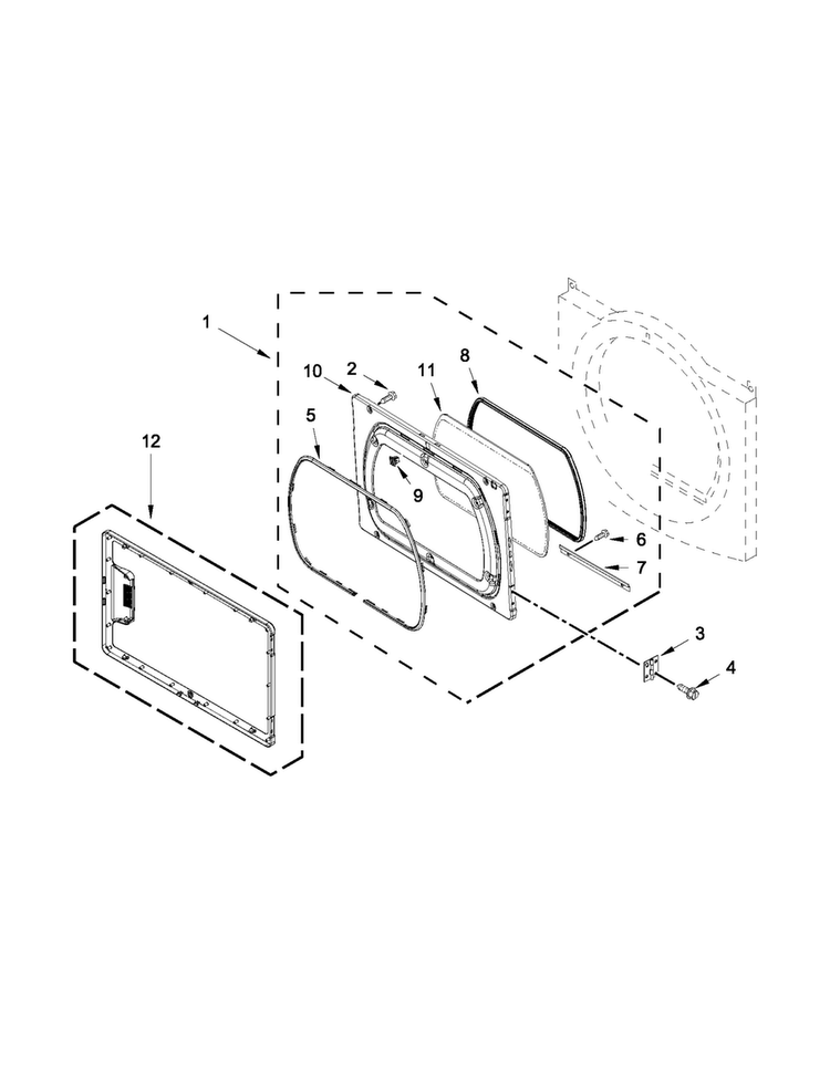 Door Parts Diagram and Parts List for MGDX700AG1  Maytag Dryer