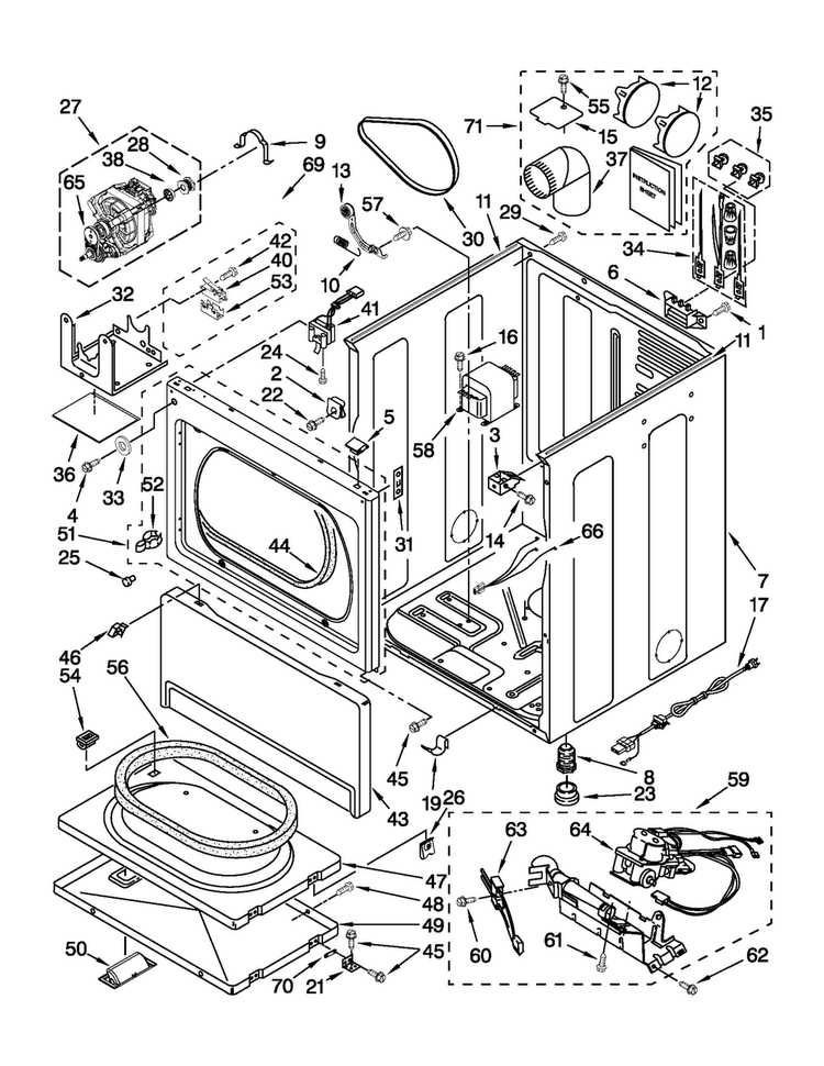 Cabinet Parts Diagram and Parts List for MDG17MNBGW1  Maytag Dryer