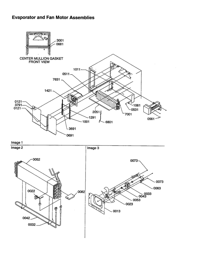 Evaporator And Fan Motor Assemblies Diagram and Parts List for TX18VE-P1301702WE  Amana Refrigerator