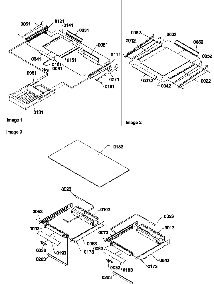 Shelving Assemblies Diagram and Parts List for THI18TW-P1310701WW  Amana Refrigerator