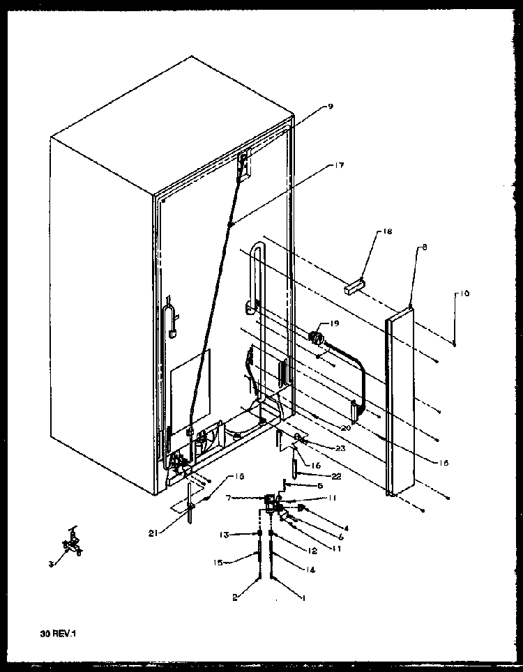 Cabinet Back Diagram and Parts List for 2599CIWEL-P1170601WL  Amana Refrigerator