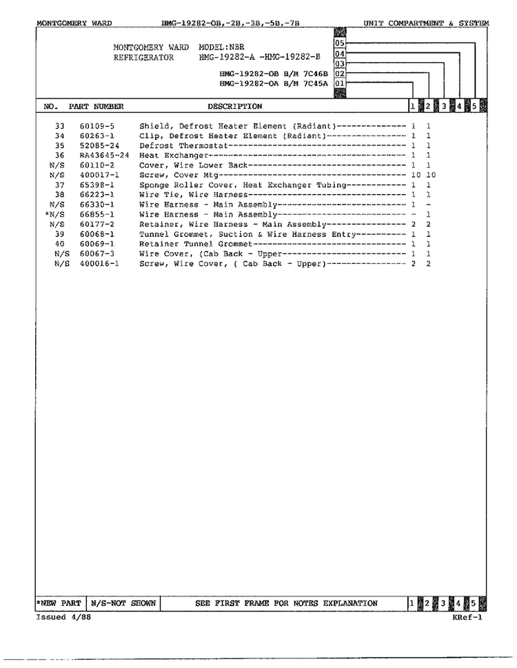 Unit Compartment/system Page 3 Diagram and Parts List for 19282B  Admiral Refrigerator