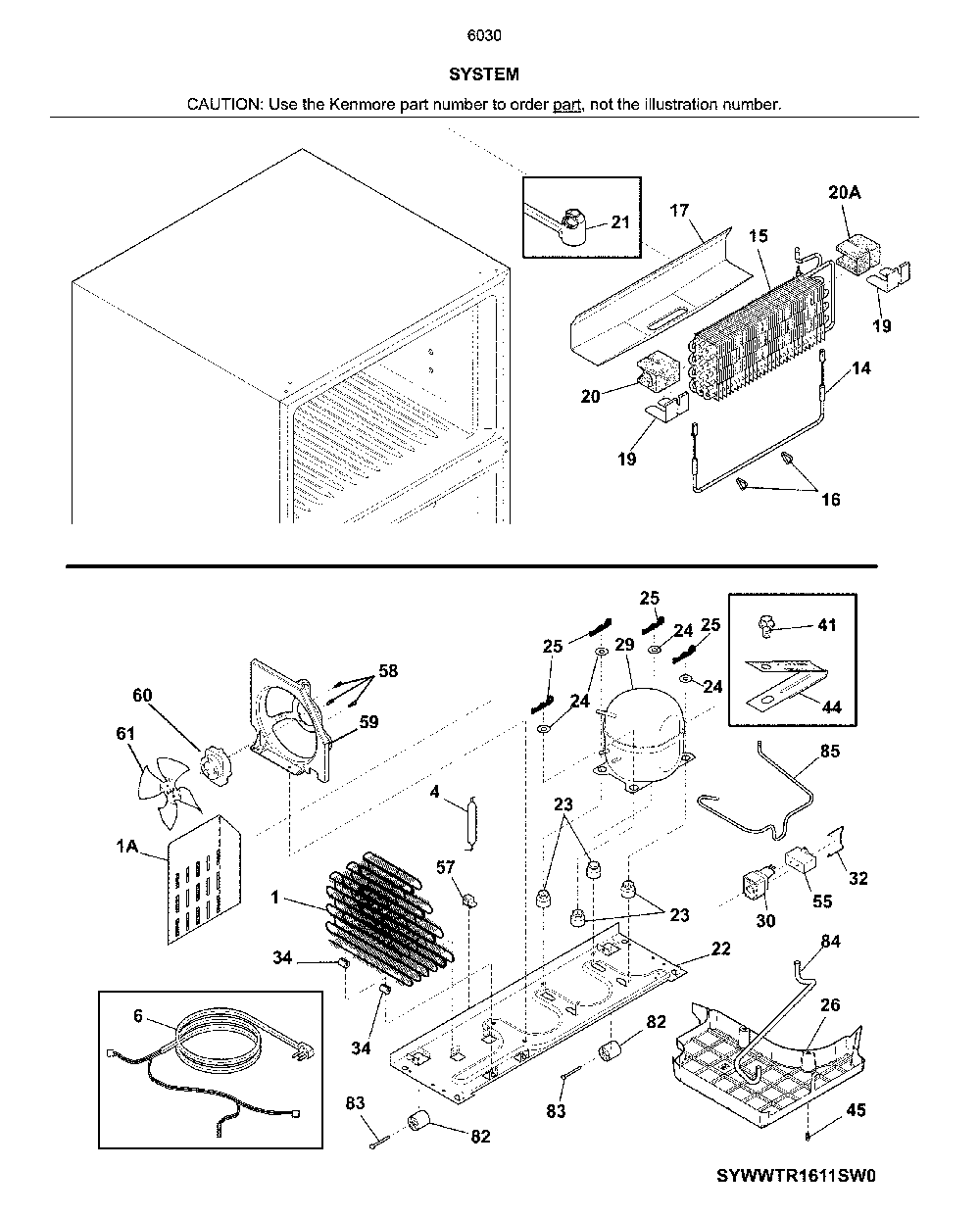 System Diagram and Parts List for 25360309612  Kenmore Refrigerator