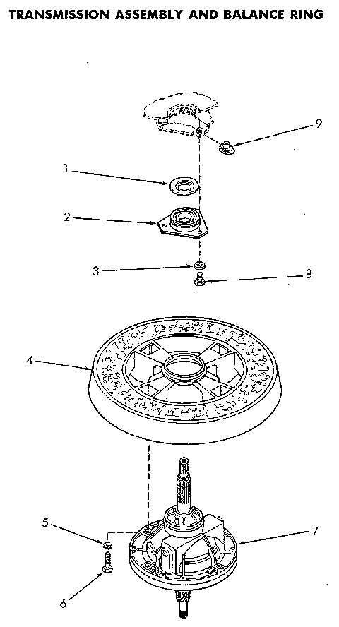 Gearcase And Balance Ring Diagram and Parts List for NA4821W33731  Speed Queen Washer