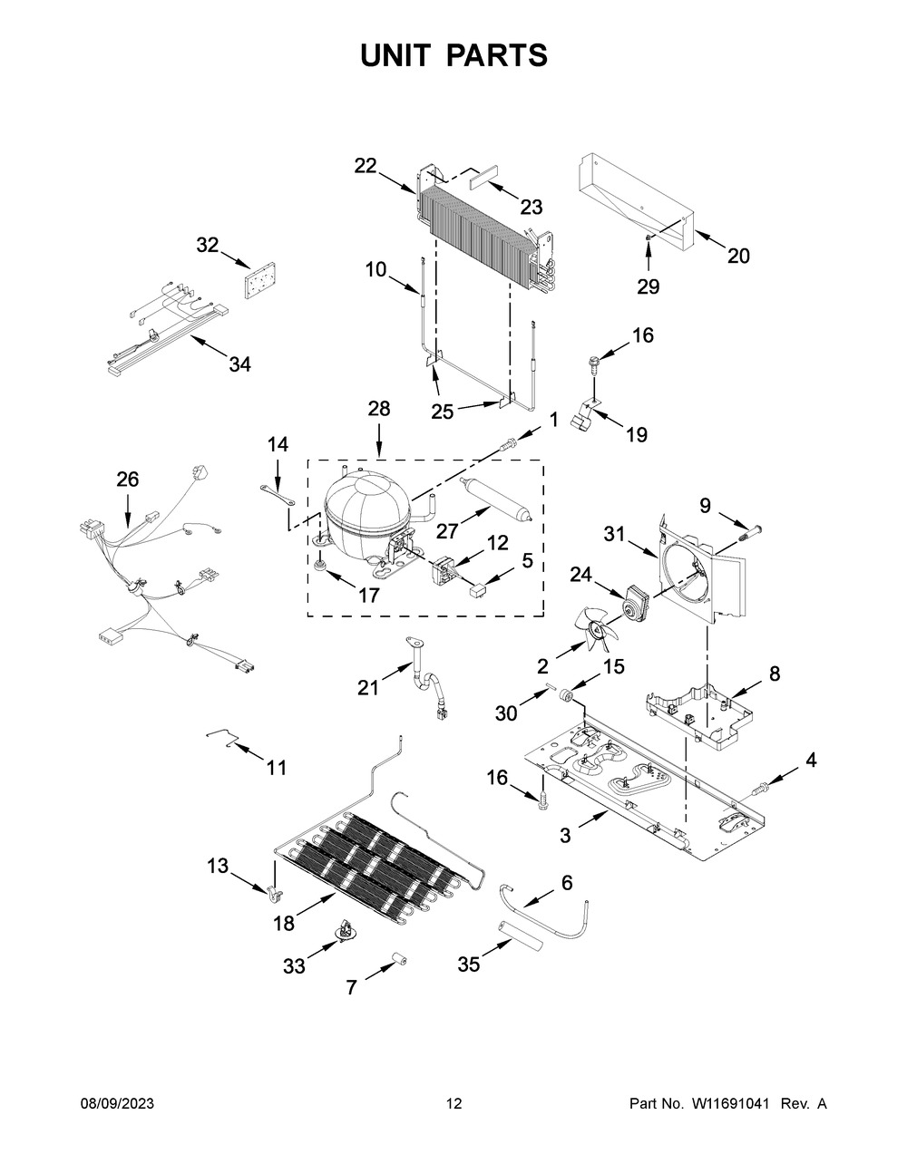 Unit Parts Diagram and Parts List for MFI2570FEZ14  Maytag Refrigerator