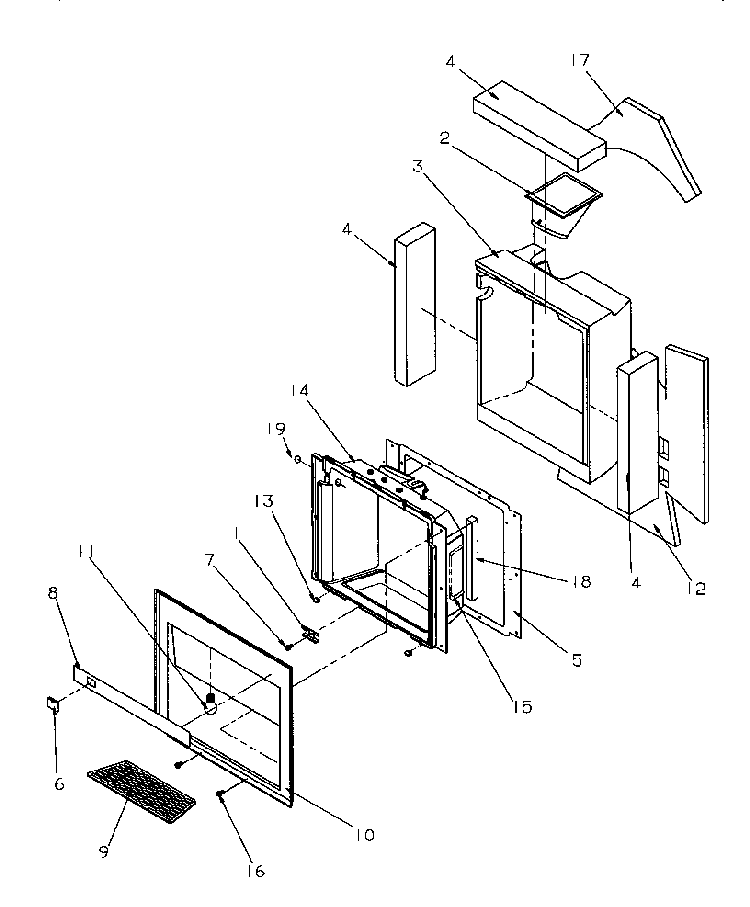 Ice And Water Cavity Assembly Diagram and Parts List for SSD21SL-P1193901WL  Amana Refrigerator