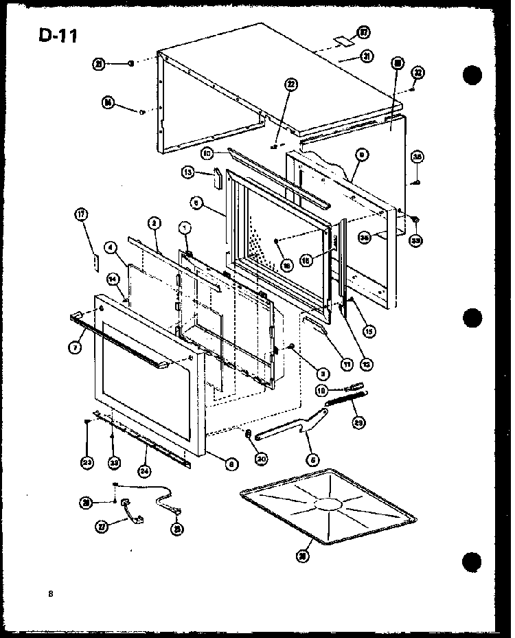 Outer Cabinet Diagram and Parts List for RL-3 P75589-6M Amana Microwave