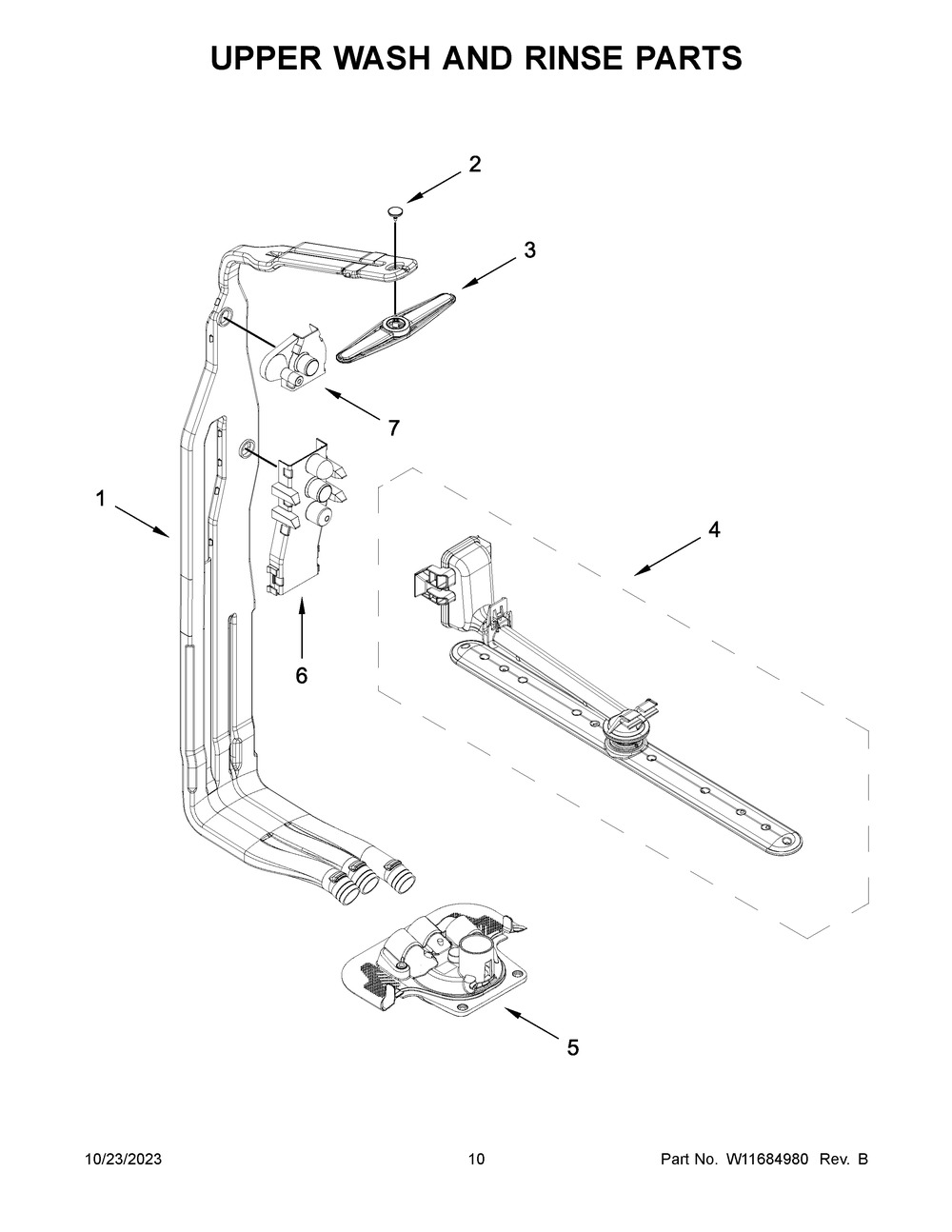Upper Wash And Rinse Parts Diagram and Parts List for MDB8959SKZ2  Maytag Dishwasher