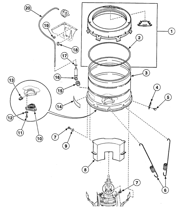 Tub Assy Diagram and Parts List for SWT121LA  Speed Queen Washer