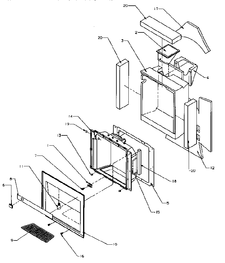 Ice And Water Cavity Diagram and Parts List for SZD25S5W-P1190415WW  Amana Refrigerator